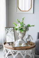 9.4x9.4x10.6' Decorative White Urn Planter with Distressed White Finish and Gold Accents by HouseOfZazla