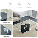 A rectangular modern and fashionable coffee table with tempered glass tabletop and black MDF legs. Suitable for living room.47.2"x25.5"x18"