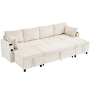 Sectional Sofa Bed With Pull Out Sleeper, USB Ports, Cup Holders by HouseOfZazla
