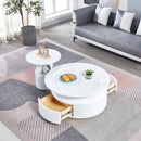 2 Pieces White MDF Round Coffee Table Set for Living Room, Bedroom