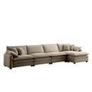 Modern Corduroy Upholstered 4-Seater Sofa with Footstool
