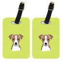 Checkerboard Lime Green Jack Russell Terrier Luggage Tag