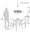 Catalina 24"W 6-Light Polished Nickel Drum Modern Pendant Mahogany Wood Finish Shade by LampsUSA