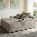 Convertible Chaise Lounge Sleeper Sofa with Cup Holders & Pillows
