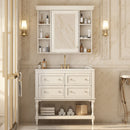 Bathroom Vanity With Medicine Cabinet, Storage Cabinet With 4 Drawers, Adjustable Shelf Mirror by Unique Piece Furniture