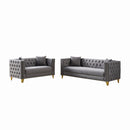 Deep Seat Sofa With Button Nailhead, Square Arm Couches by HouseOfZazla