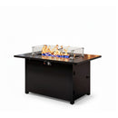 Outdoor 2 In 1 Gas Fire Pit Table With Lid & Glass Shield, Stainless Burner, Lava Rock, Rectangular Design - Black by HouseOfZazla