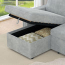 85 Inches Sofa Bed, 3 Seater Sleeper Sofa with Storage Chaise, Square Handrail With Pull and Copper nail,Chenille-Light Grey, Pull Out Couch for Living Room