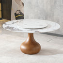 Round Dining Table 53" With Lazy Susan - Walnut / White by HouseOfZazla