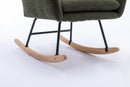 35.5 inch Rocking Chair, Soft Teddy Velvet Fabric Rocking Chair for Nursery, Comfy Wingback Glider Rocker with Safe Solid Wood Base for Living Room Bedroom Balcony (dark green)