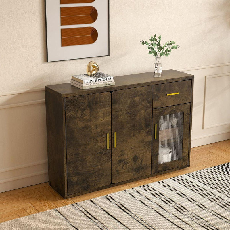 2401Wood Storage Cabinet, Modern Accent Buffet Cabinet, Free Standing Sideboard and Buffet Storage with Door Buffet Sideboard for Bedroom, Living Room, Kitchen or Hallway
