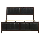 Eastern King Panel Bed With Upholstered Headboard And Footboard - Cappuccino