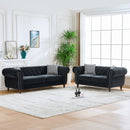 Chesterfield 3 And 2 Seater Upholstery Sofa With Roll Armrest & Nailhead Fabric Couch by HouseOfZazla