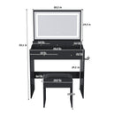 Modern Makeup Vanity Set With Power Outlet, Hair Dryer Holder, And Adjustable Lighting