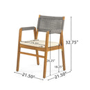 Outdoor Acacia Wood Dining Armchair With Cushion (Set of 2) by HouseOfZazla