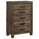 Bren - 5 Drawer Chest With Handles And Block Legs - Rustic by HouseOfZazla