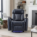 270° Power Swivel Recliner Home Theater Chair With Hidden Arm Storage, LED Light, Cup Holder, And Tray Table by HouseOfZazla