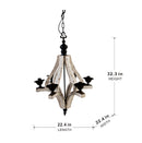 6 - Light Wood Chandelier, Hanging Light Fixture with Adjustable Chain for Kitchen Dining Room Foyer Entryway, Bulb Not Included