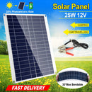 Outdoor Solar Panel 12V 25W Car Battery Charger IP68 Waterproof w/ 3.0A Dual USB Charging Clip Line For RV Car Boat