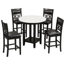 5-piece Counter Height Dining Round Table Set with One Faux Marble Top Dining Table and Four PU-leather Chairs,Dark Espresso
