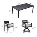 Outdoor Modern Dining Set, Chairs Sunbrella Cushioned And Dining Table With Umbrella Hole by Unique Piece Furniture