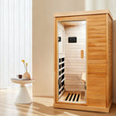 Infrared Sauna Room Single Room With Hemlock Frame, 6 Heating Plates, Built-In Lights And Bluetooth Audio - Natural by HouseOfZazla