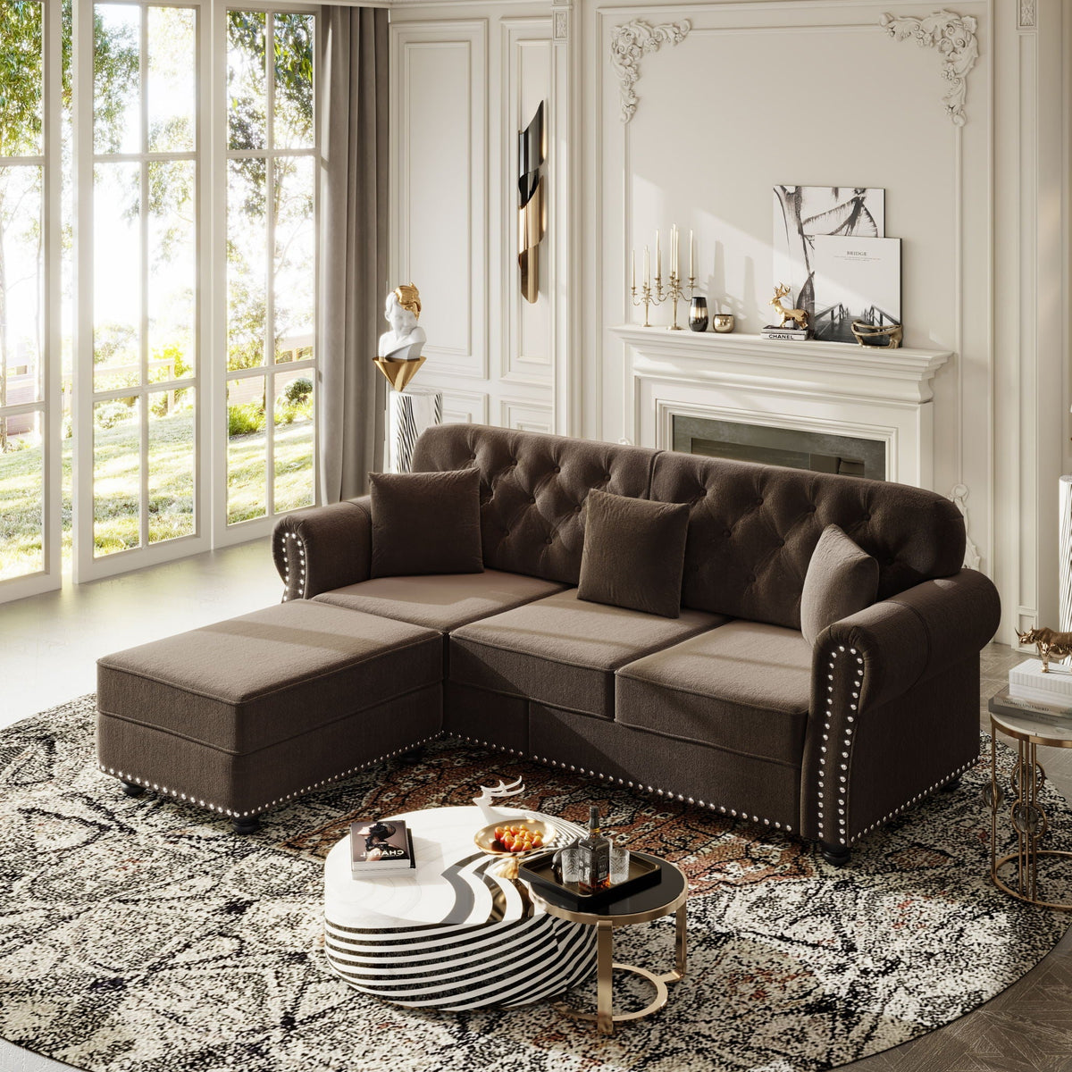 Upholstered 3 Seater Sofa Set With Ottoman, photo 23 of 39