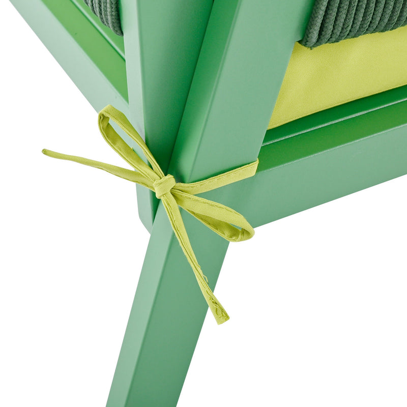 4-Piece Rope Patio Furniture Set, Outdoor Furniture with Tempered Glass Table, Patio Conversation Set Deep Seating with Thick Cushion for Backyard Porch Balcony (Fluorescent Yellow & Green)