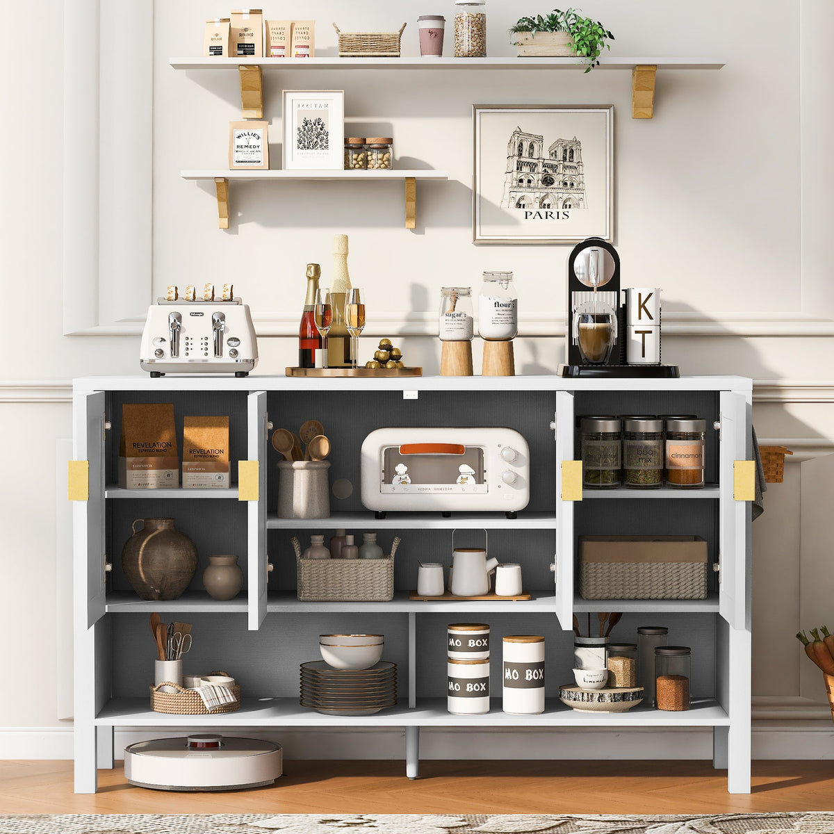 U_STYLE 55.1'' Storage Sideboard with 4-Doors, photo 2 of 10