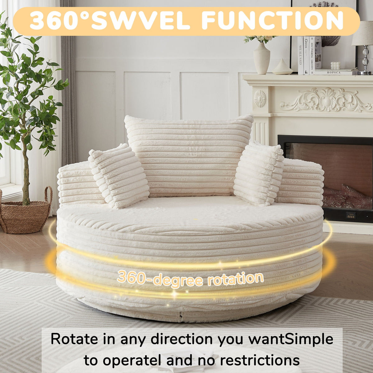 Swivel Chair With 360° Rotation For Living Room, photo 32 of 40