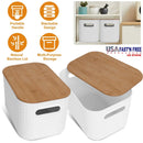 Stackable Storage Bins with Bamboo Lids - 2 Pack by LJGDeals