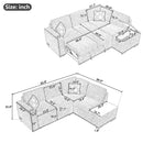 83.8" Reversible Sectional Pull-Out Sofa Bed L-Shaped Corner Sofa Couch with Storage Chaise, USB Ports, Power Sockets, Cup Holder for Living Room, Bedroom, Study, Black