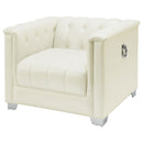Earline - Upholstered Track Arm Accent Chair - White by HouseOfZazla
