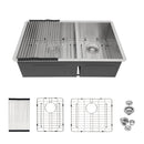 Modern Double Bowl Undermount Kitchen Sink 50 / 50 Design Stainless Steel by HouseOfZazla