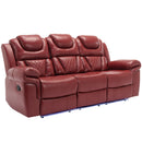 Home Theater Seating Manual Recliner Chair With Center Console And Led Light Strip For Living Room by HouseOfZazla