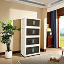 4-Tier Plastic Storage Bins with Lids – 24' Extra Large Collapsible Stackable Storage Cabinet with Wheels, Foldable Organizer System for Closet, Bathroom, Home, Office, Dorm