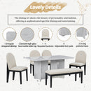 6-Piece Modern Style Dining Set with Faux Marble Table and 4 Upholstered Dining Chairs & 1 Bench (White)
