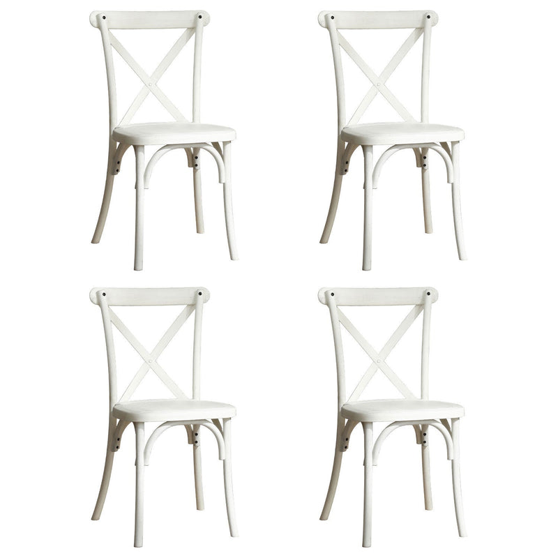 4-Pack Resin X-Back Chair, Mid Century Chair Modern Farmhouse Cross Back Chair for Kitchen, Lime Wash