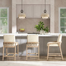 Arizona - Solid Ash Upholstered Counter Stool With Rope Detail - Creme De La Creme White by HouseOfZazla