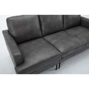 77"Antique Gray Luxury Genuine leather match contemporary sofa with USB charger,3 seats comfy coach for living room home office