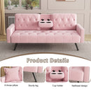 Sofa Bed With Nail Head Trim And Cup Holders - Pink by HouseOfZazla