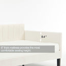 Elena - Boucle Upholstered Daybed, Ribbed Tufted Backrest by HouseOfZazla