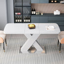 Rectangle Dining Table, Stretchable, X Shape Legs - White by HouseOfZazla