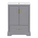 Bathroom Vanity With Sink, 1 Divided Drawer And 2 Soft Close Doors With Double Shelf