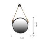 Handsome Cleveland Mirror With Rope Strap Contemporary Design Circle Mirror With Round Metal Frame For Wall Decor by Unique Piece Furniture