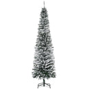 HOMCOM 7.5' Tall Unlit Snow-Flocked Slim Artificial Christmas Tree