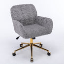 Office Chair, Artificial Rabbit Hair Home Office Chair With Metal Base, Adjustable Desk Chair Swivel Office Chair, Vanity Chair by Unique Piece Furniture
