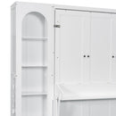 French Style Murphy Platform Bed With Shelf, Side Cabinets, Drawers And LED