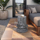 Outdoor End Table, Round Side Table For Patio And Garden - Antique Gray by HouseOfZazla