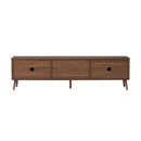 Fluted TV Stand With Storage Drawers And Cabinets For TVs Up To 80", Soft-Close Hinges, Cable Management - Walnut by HouseOfZazla